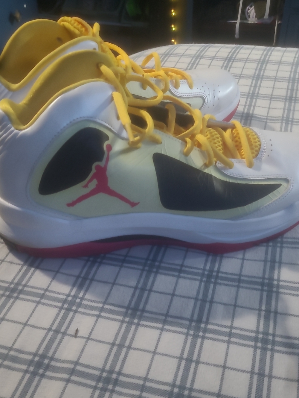 Jordan White, Yellow & Red Basketball Sneakers